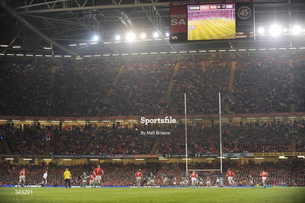 21 March 2009; Stephen Jones, Wales, kicks a last minute penalty which went short of the post to give Ireland victory. RBS Six Nations Championship, Wales v Ireland, Millennium Stadium, Cardiff, Wales. Picture credit: Matt Browne / SPORTSFILE