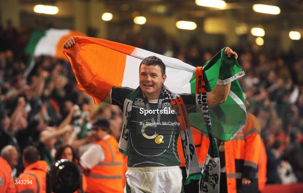 21 March 2009; Ireland captain Brian O'Driscoll celebrates after the game. RBS Six Nations Championship, Wales v Ireland, Millennium Stadium, Cardiff, Wales. Picture credit: Stephen McCarthy / SPORTSFILE