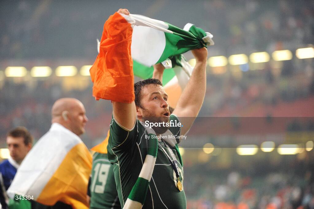 21 March 2009; Ireland's Marcus Horan celebrates after the game. RBS Six Nations Championship, Wales v Ireland, Millennium Stadium, Cardiff, Wales. Picture credit: Stephen McCarthy / SPORTSFILE