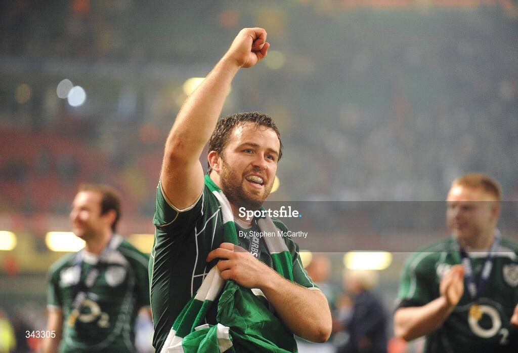 21 March 2009; Ireland's Marcus Horan celebrates after the game. RBS Six Nations Championship, Wales v Ireland, Millennium Stadium, Cardiff, Wales. Picture credit: Stephen McCarthy / SPORTSFILE