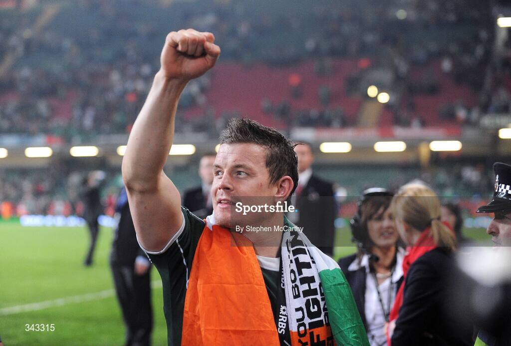 21 March 2009; Ireland captain Brian O'Driscoll celebrates after the game. RBS Six Nations Championship, Wales v Ireland, Millennium Stadium, Cardiff, Wales. Picture credit: Stephen McCarthy / SPORTSFILE