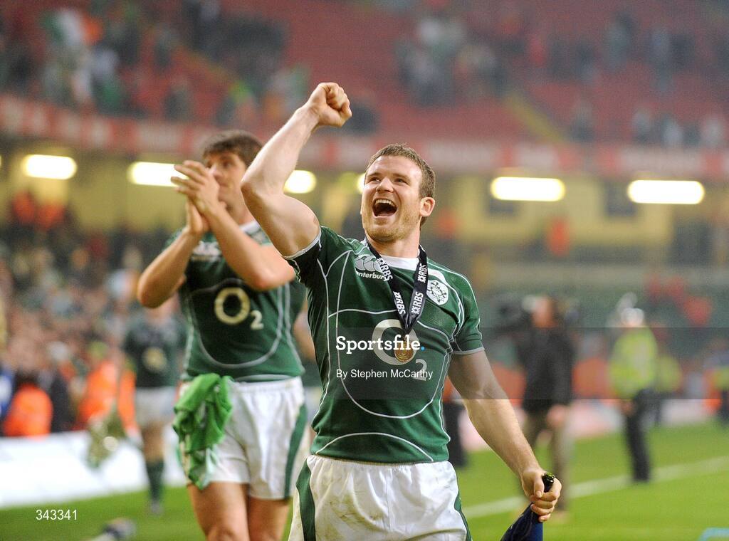 21 March 2009; Ireland's Gordon D'Arcy celebrates after the match. RBS Six Nations Championship, Wales v Ireland, Millennium Stadium, Cardiff, Wales. Picture credit: Stephen McCarthy / SPORTSFILE