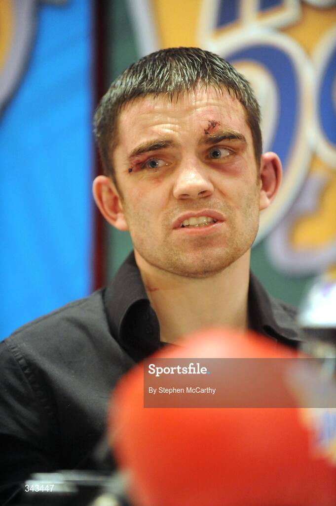 22 March 2009; Newly crowned WBA World Super Bantamweight Champion Bernard Dunne speaking at a press conference following his victory over Ricardo Cordoba at the Hunky Dorys World Title Fight Night. Bernard Dunne Press Conference, Ballsbridge Court, Dublin. Picture credit: Stephen McCarthy / SPORTSFILE