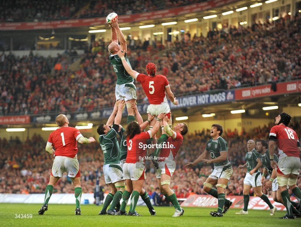 21 March 2009; Paul O'Connell, Ireland, takes the ball in the lineout against Alun-Wyn Jones, 5, Wales. RBS Six Nations Championship, Wales v Ireland, Millennium Stadium, Cardiff, Wales. Picture credit: Matt Browne / SPORTSFILE