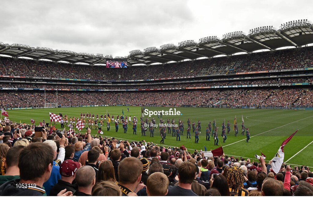 6 September 2015; The Kilkenny and Galway teams parade behind the Artane School of Music Band before the game. GAA Hurling All-Ireland Senior Championship Final, Kilkenny v Galway, Croke Park, Dublin. Picture credit: Ray McManus / SPORTSFILE