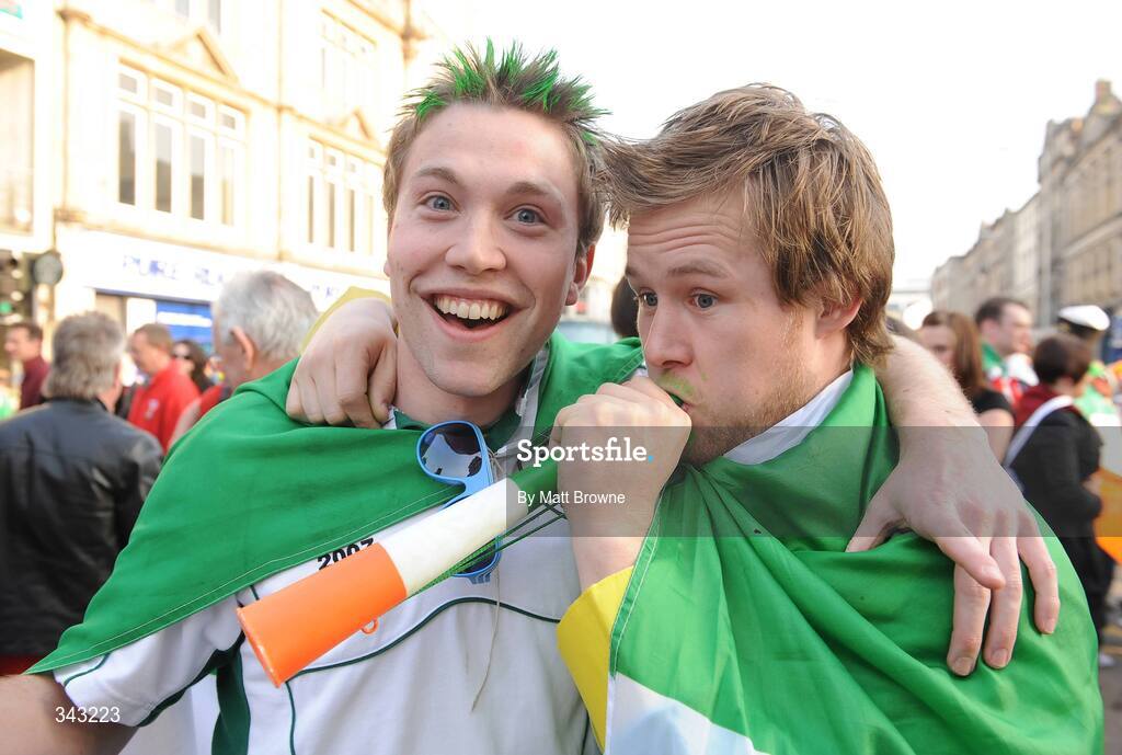 21 March 2009; Ireland rugby fans Rob Horne and Rob Smyth, from Dublin, in Cardiff ahead of Ireland's RBS Six Nations Championship clash with Wales. Cardiff, Wales. Picture credit: Matt Browne / SPORTSFILE
