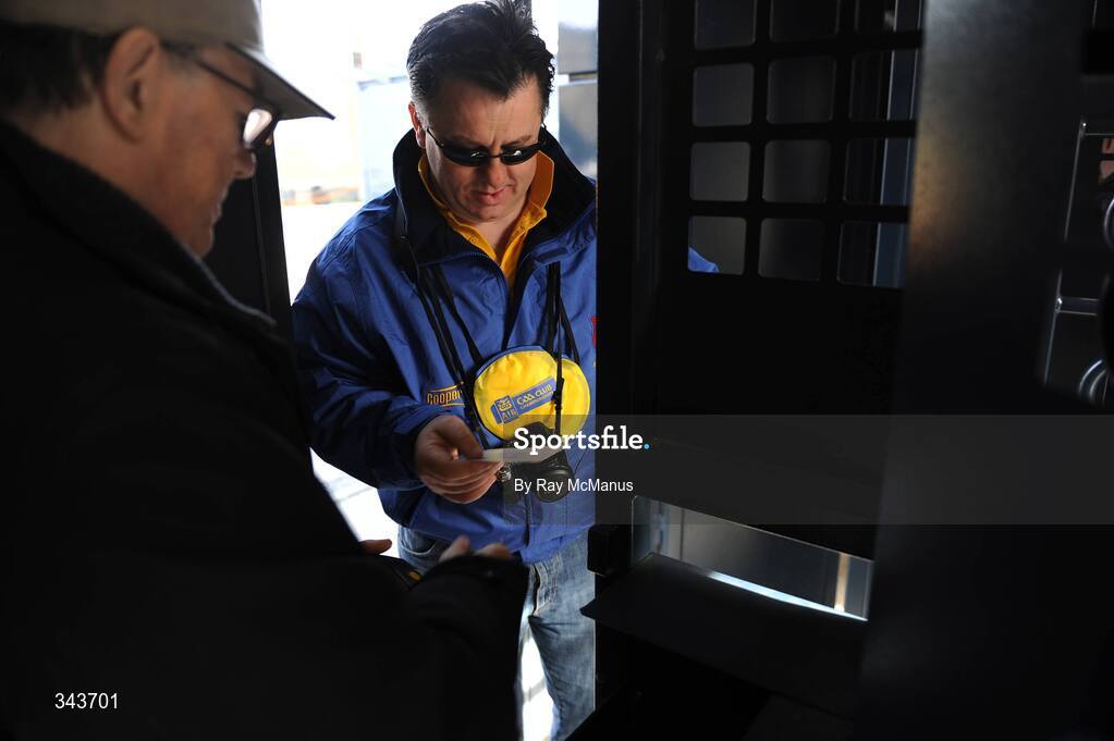 17 March 2009; A Portumna supporter has his ticket checked at the turnstiles at the Hogan Stand entrance. AIB All-Ireland Senior Club Hurling Championship Final, Portumna, Co. Galway, v De La Salle, Waterford, Croke Park, Dublin. Picture credit: Ray McManus / SPORTSFILE