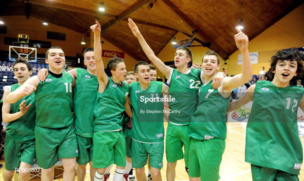 25 March 2009; St. Patricks College players celebrate after the game. St. Patricks College Ballymena, Co. Antrim v Colaiste an Spioraid Naoimh, Bishopstown, Cork - U19B Boys - Schools League Finals, National Basketball Arena, Tallaght, Dublin. Picture credit: Stephen McCarthy / SPORTSFILE