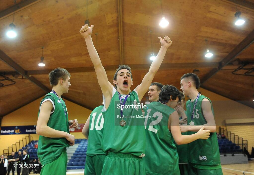 25 March 2009; Ryan McIlvenna, St. Patricks College, celebrates after the game. St. Patricks College Ballymena, Co. Antrim v Colaiste an Spioraid Naoimh, Bishopstown, Cork - U19B Boys - Schools League Finals, National Basketball Arena, Tallaght, Dublin. Picture credit: Stephen McCarthy / SPORTSFILE