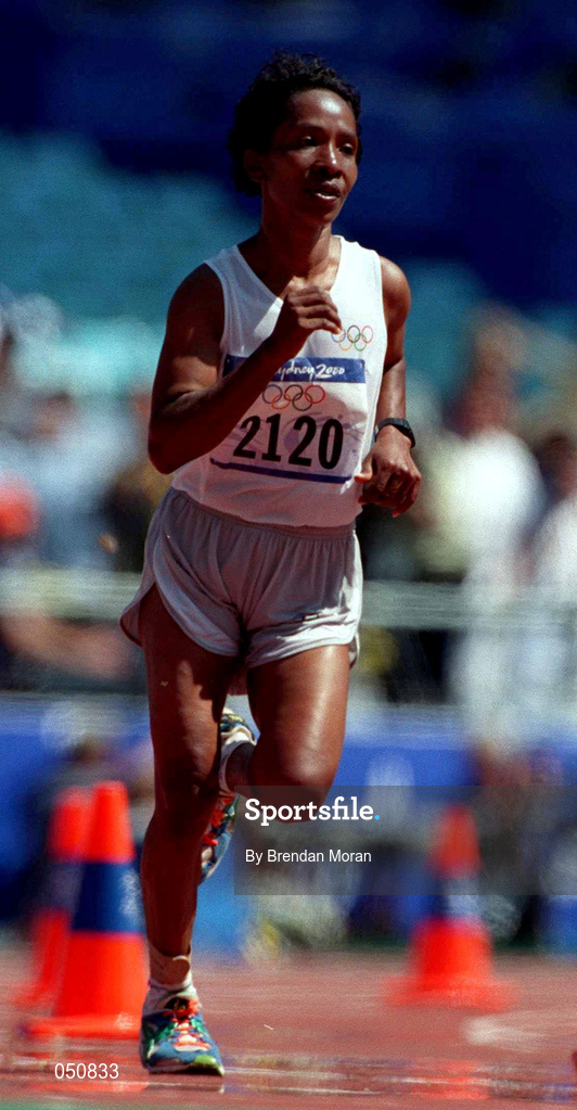 23 September 2000; Aguida Amaral who is from East Timor, but is competing as an individual athlete, during the womens marathon at Stadium Australia, Sydney Olympic Park, Homebush Bay, Sydney, Australia. Photo by Brendan Moran/Sportsfile