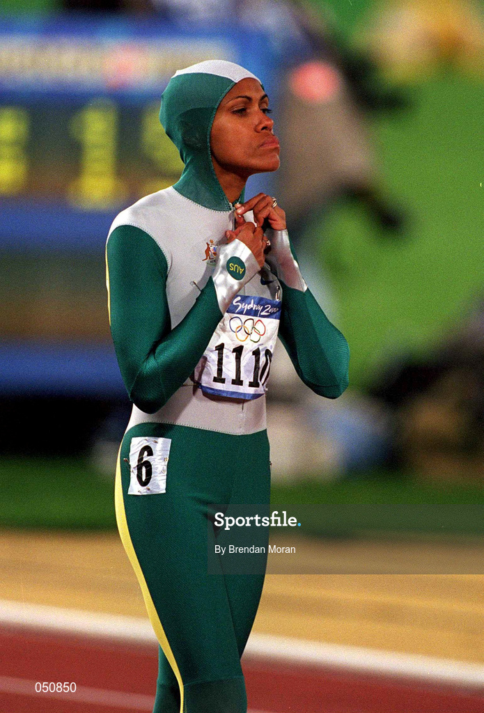 23 September 2000; Cathy Freeman of Australia ahead of the Womens 400m Final, Stadium Australia, Sydney Olympic Park, Homebush Bay, Sydney, Australia. Photo by Brendan Moran/Sportsfile