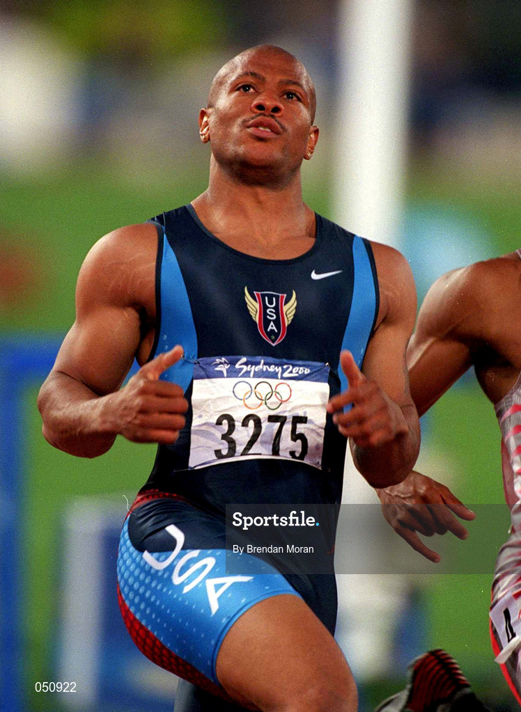 23 September 2000; USA's Maurice Greene, mens 100m, Stadium Australia, Sydney Olympic Park, Homebush Bay, Sydney, Australia. Photo by Brendan Moran/Sportsfile