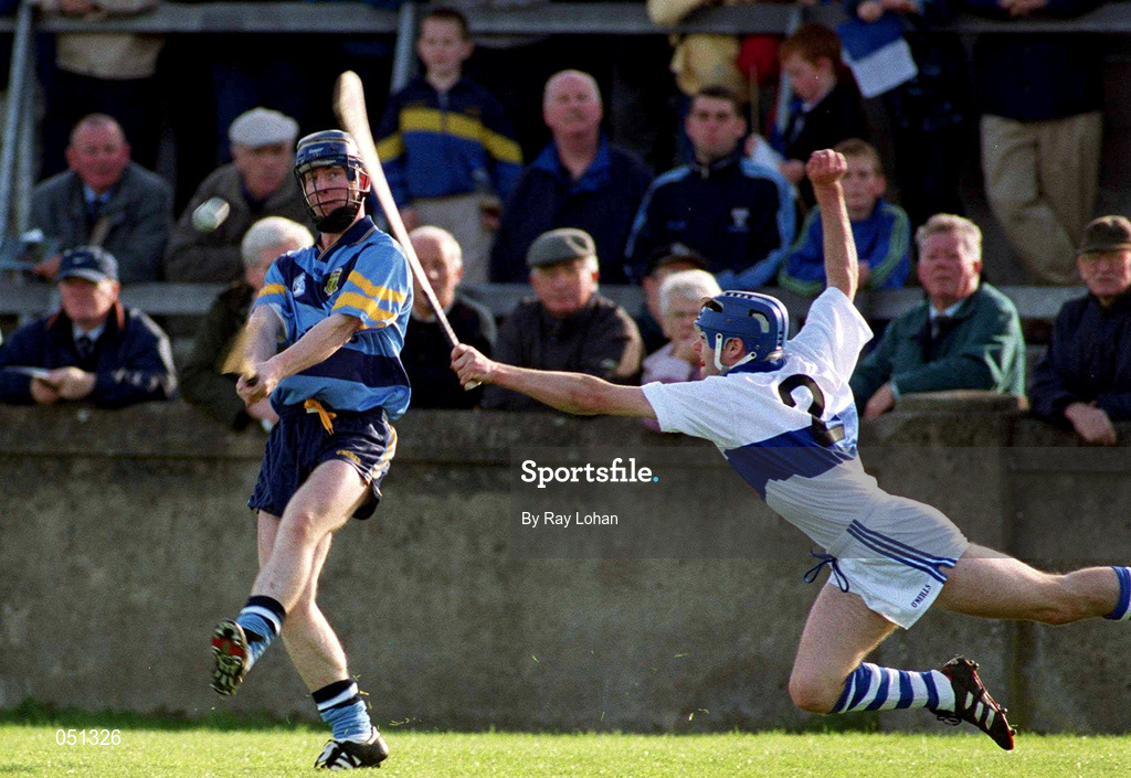 8 October 2000; Paddy O'Brien of UCD in action against Cormac Goulding of St Vincents during the Dublin Senior Hurling A Championship Final match between University College Dublin and St Vincents at Parnell Park in Dublin. Photo by Ray Lohan/Sportsfile