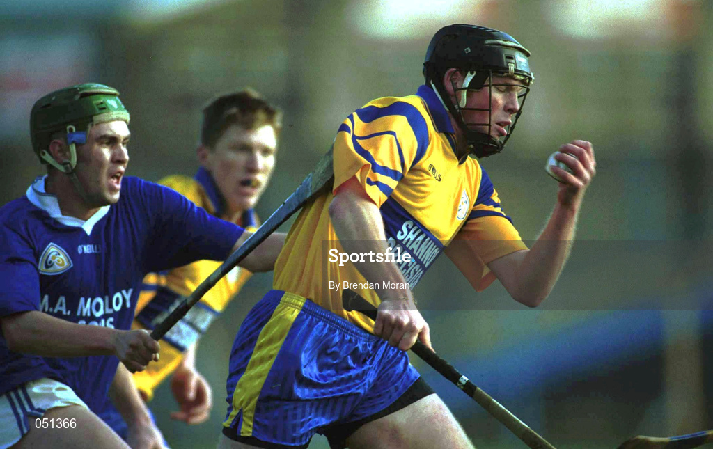 26 November 2000; Brian Colbert of Sixmilebridge gets away from Keith O'Connor of Mount Sion during the AIB Munster Club Hurling Championship Final match between Sixmilebridge and Mount Sion at Semple Stadium in Thurles, Tipperary. Photo by Brendan Moran/Sportsfile