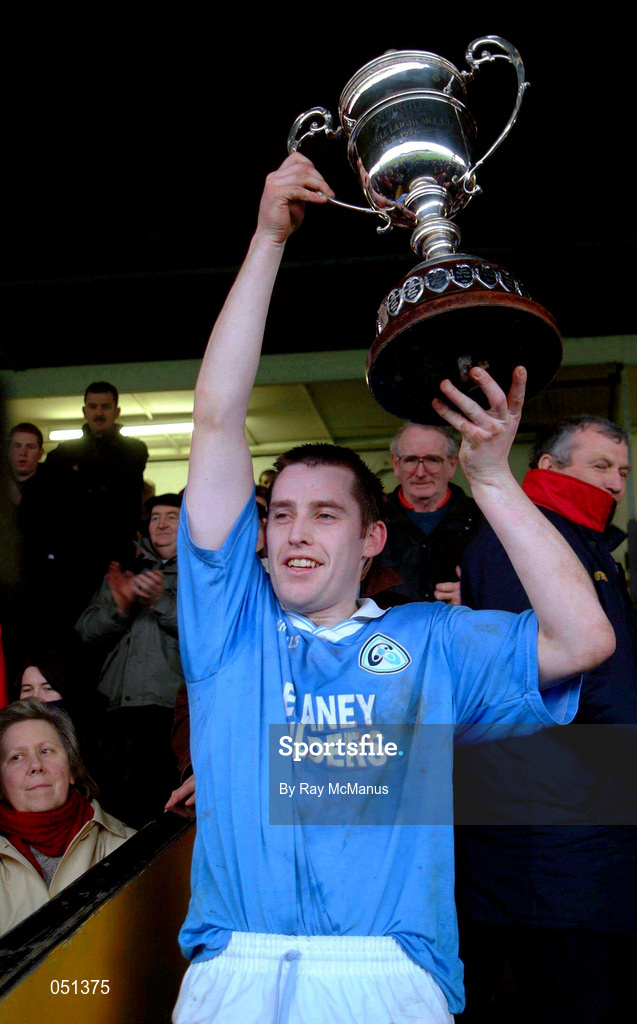 26 November 2000; Graigue Ballycallan captain, James Young, lifts the O'Neill Cup following the AIB Leinster Senior Hurling Championship Final between Graigue Ballycallan and University College Dublin at Nowlan Park in Kilkenny. Photo by Ray McManus/Sportsfile