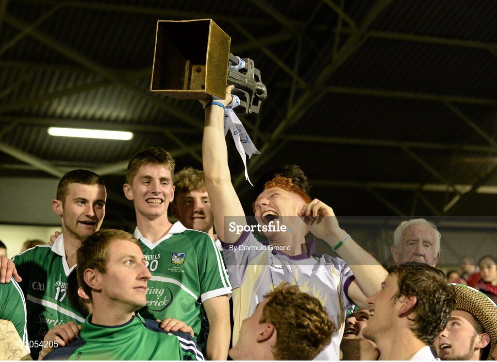 12 September 2015; Limerick's Cian Lynch lifts the cup after victory over Wexford. Bord Gais Energy GAA Hurling All-Ireland U21 Championship Final, Limerick v Wexford, Semple Stadium, Thurles, Co. Tipperary. Picture credit: Diarmuid Greene / SPORTSFILE