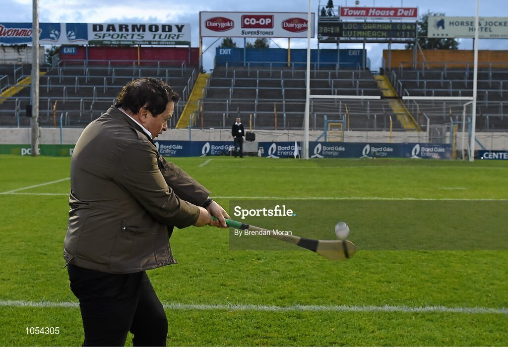 12 September 2015; Marty Morrissey competes in the half-time Crossbar Challenge. Bord Gais Energy GAA Hurling All-Ireland U21 Championship Final, Limerick v Wexford, Semple Stadium, Thurles, Co. Tipperary. Picture credit: Brendan Moran / SPORTSFILE