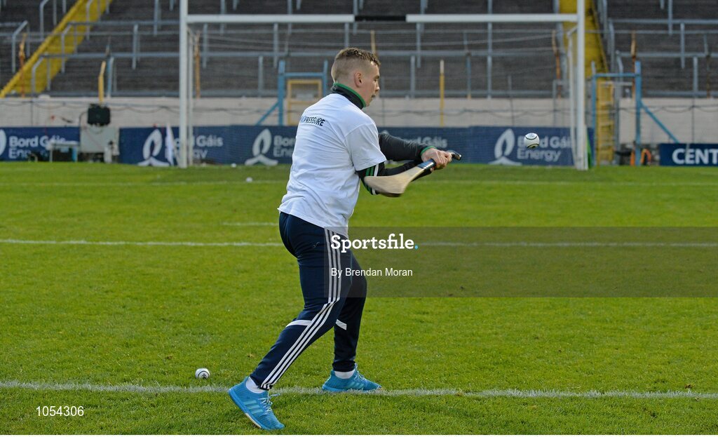 12 September 2015; Gary Molloy, Naomh Eanna GAA, Wexford, competes in the half-time Crossbar Challenge. Bord Gais Energy GAA Hurling All-Ireland U21 Championship Final, Limerick v Wexford, Semple Stadium, Thurles, Co. Tipperary. Picture credit: Brendan Moran / SPORTSFILE