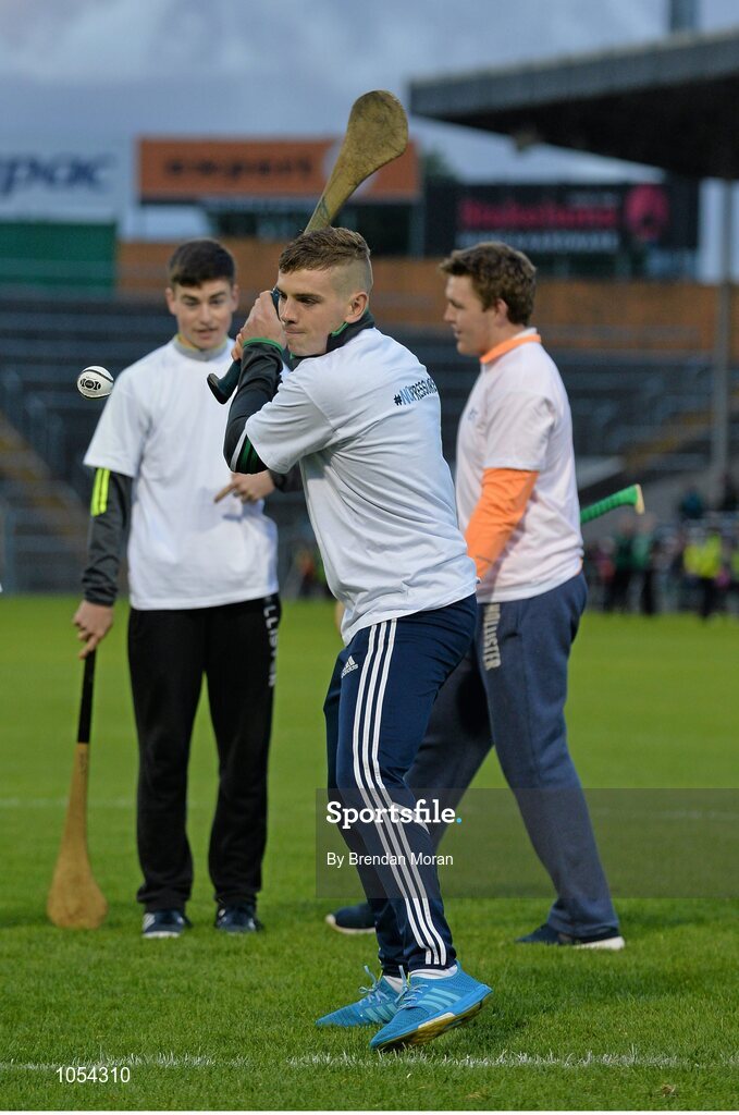 12 September 2015; Gary Molloy, Naomh Eanna GAA, Wexford, competes in the half-time Crossbar Challenge. Bord Gais Energy GAA Hurling All-Ireland U21 Championship Final, Limerick v Wexford, Semple Stadium, Thurles, Co. Tipperary. Picture credit: Brendan Moran / SPORTSFILE