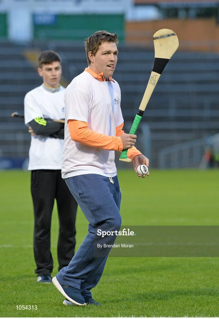 12 September 2015; Gearoid Cullen, Naomh Eanna GAA, Wexford, competes in the half-time Crossbar Challenge. Bord Gais Energy GAA Hurling All-Ireland U21 Championship Final, Limerick v Wexford, Semple Stadium, Thurles, Co. Tipperary. Picture credit: Brendan Moran / SPORTSFILE