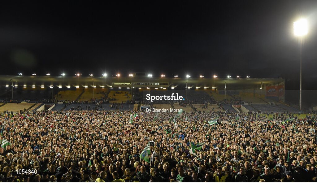 12 September 2015; Limerick supporters on the pitch after the game. Bord Gais Energy GAA Hurling All-Ireland U21 Championship Final, Limerick v Wexford, Semple Stadium, Thurles, Co. Tipperary. Picture credit: Brendan Moran / SPORTSFILE