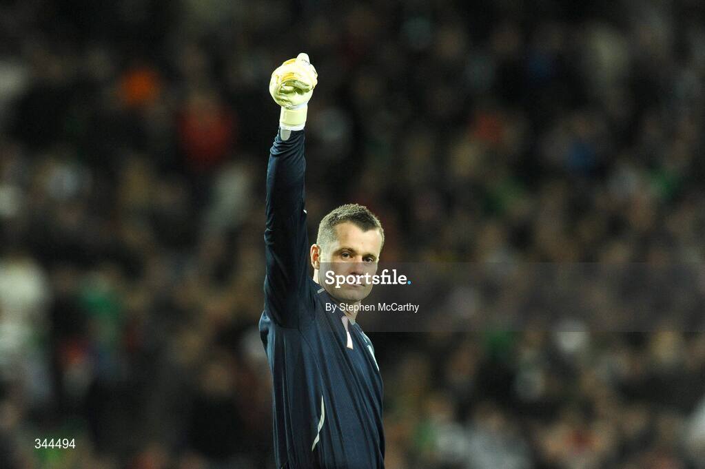 28 March 2009; Republic of Ireland goalkeeper Shay Given celebrates their early goal. 2010 FIFA World Cup Qualifier, Republic of Ireland v Bulgaria, Croke Park, Dublin. Picture credit: Stephen McCarthy / SPORTSFILE