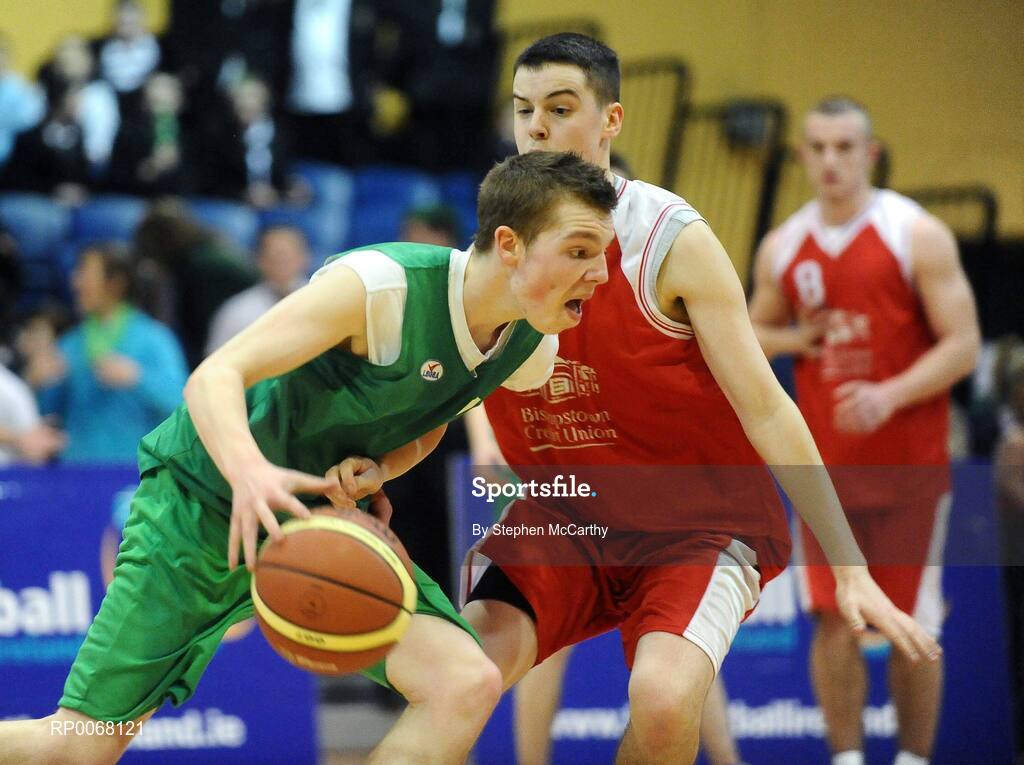 25 March 2009; Martin McDonald, St. Patricks College, in action against Conor Deasy, Colaiste an Spioraid Naoimh. St. Patricks College Ballymena, Co. Antrim v Colaiste an Spioraid Naoimh, Bishopstown, Cork - U19B Boys - Schools Leagues Finals, National Basketball Arena, Tallaght, Dublin. Picture credit: Stephen McCarthy / SPORTSFILE
