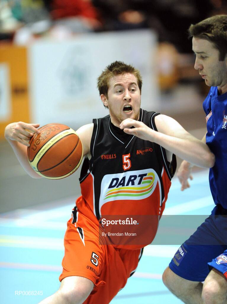 28 March 2009; Robbie Clarke, DART Killester, in action against Shane Coughlan, UCC Demons. Nivea For Men’s Superleague Final, DART Killester v UCC Demons, Aura Complex, Letterkenny, Co. Donegal. Picture credit: Brendan Moran / SPORTSFILE