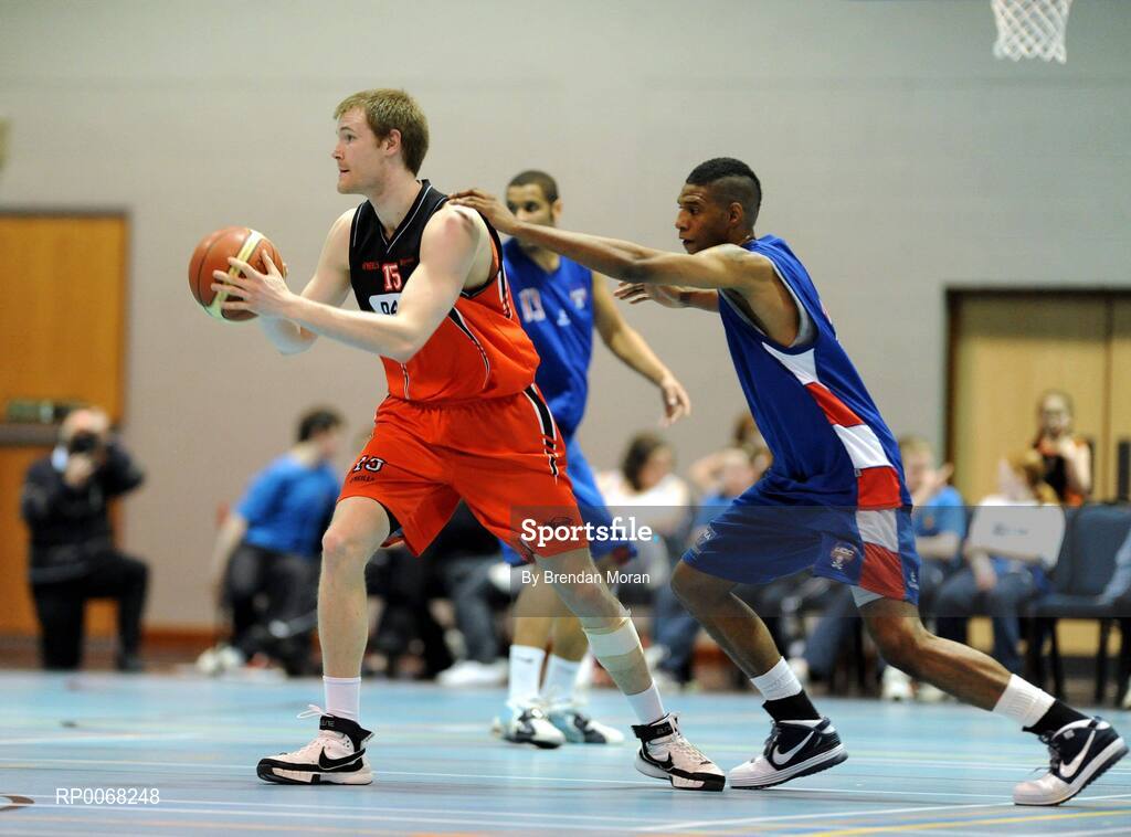 28 March 2009; Jim Grabowski, DART Killester, in action against Ryne Hamblet, UCC Demons. Nivea For Men’s Superleague Final, DART Killester v UCC Demons, Aura Complex, Letterkenny, Co. Donegal. Picture credit: Brendan Moran / SPORTSFILE
