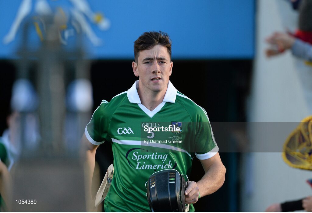 12 September 2015; Limerick captain Diarmaid Byrnes leads his team out past The Cross of Cashel trophy before the start of the game. Bord Gais Energy GAA Hurling All-Ireland U21 Championship Final, Limerick v Wexford, Semple Stadium, Thurles, Co. Tipperary. Picture credit: Diarmuid Greene / SPORTSFILE