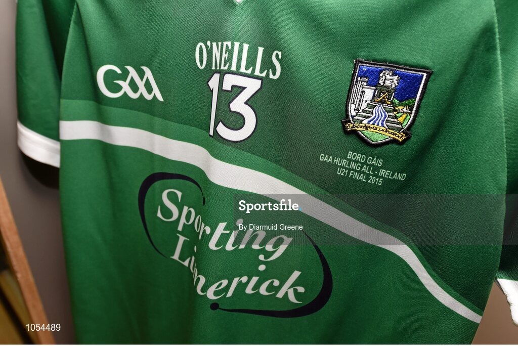 12 September 2015; The jersey of Limerick's Colin Ryan hangs in the dressing room before the game. Bord Gais Energy GAA Hurling All-Ireland U21 Championship Final, Limerick v Wexford, Semple Stadium, Thurles, Co. Tipperary. Picture credit: Diarmuid Greene / SPORTSFILE