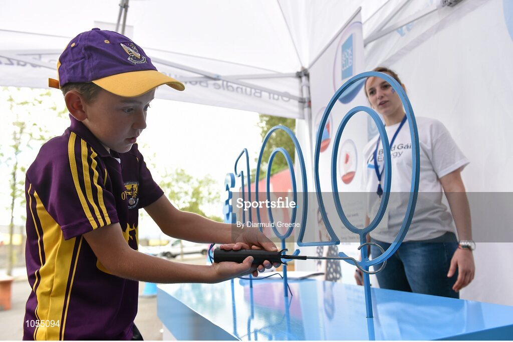12 September 2015; Joshua Power, from St Abban's GAA club, Adamstown, Co. Wexford, tries his hand at the buzzer game in the Bord Gais Energy fanzone before the game. Bord Gais Energy GAA Hurling All-Ireland U21 Championship Final, Limerick v Wexford, Semple Stadium, Thurles, Co. Tipperary. Picture credit: Diarmuid Greene / SPORTSFILE