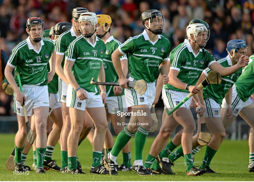 12 September 2015; The Limerick team take their positions  on the pitch after the playing of the national anthem before the game. Bord Gais Energy GAA Hurling All-Ireland U21 Championship Final, Limerick v Wexford, Semple Stadium, Thurles, Co. Tipperary. Picture credit: Diarmuid Greene / SPORTSFILE