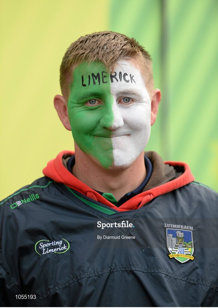 12 September 2015; Limerick supporter Conor O'Malley, from Castletroy, Co. Limerick, in the Bord Gais Energy fanzone before the game. Bord Gais Energy GAA Hurling All-Ireland U21 Championship Final, Limerick v Wexford, Semple Stadium, Thurles, Co. Tipperary. Picture credit: Diarmuid Greene / SPORTSFILE
