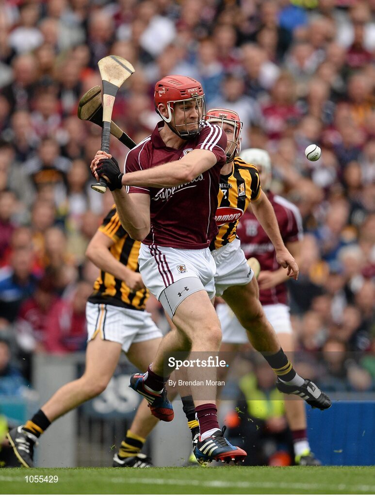 6 September 2015; Jonathan Glynn, Galway, is hooked by Cillian Buckley, Kilkenny. GAA Hurling All-Ireland Senior Championship Final, Kilkenny v Galway, Croke Park, Dublin. Picture credit: Brendan Moran / SPORTSFILE