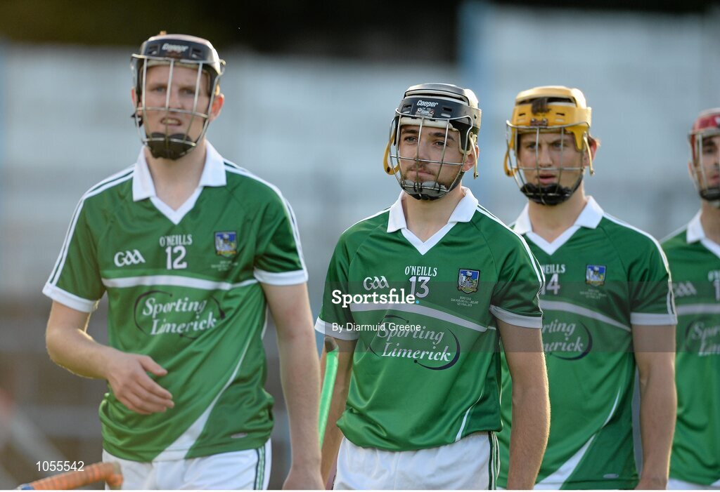 12 September 2015; Limerick players including David Dempsey, Colin Ryan and Tom Morrissey during the pre-match parade. Bord Gais Energy GAA Hurling All-Ireland U21 Championship Final, Limerick v Wexford, Semple Stadium, Thurles, Co. Tipperary. Picture credit: Diarmuid Greene / SPORTSFILE
