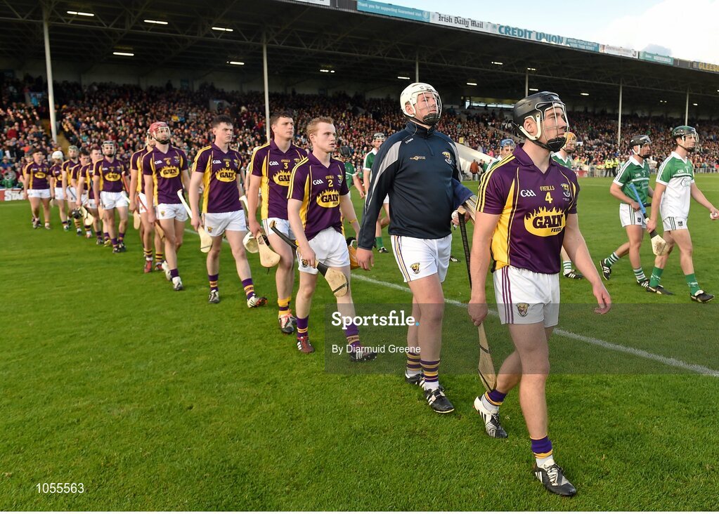12 September 2015; Wexford captain Eoin Conroy leads his team during the pre-match parade. Bord Gais Energy GAA Hurling All-Ireland U21 Championship Final, Limerick v Wexford, Semple Stadium, Thurles, Co. Tipperary. Picture credit: Diarmuid Greene / SPORTSFILE