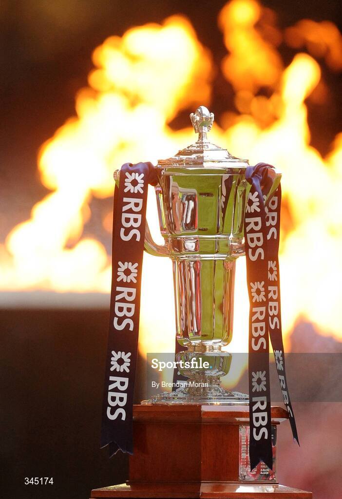 21 March 2009; Flames burn behind the RBS Six Nations trophy before the teams enter the pitch. RBS Six Nations Championship, Wales v Ireland, Millennium Stadium, Cardiff, Wales. Picture credit: Brendan Moran / SPORTSFILE