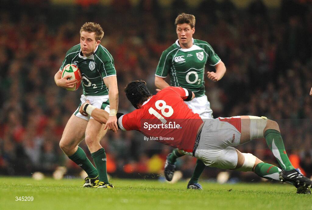21 March 2009; Luke Fitzgerald, Ireland, is tackled by Luke Charteris, Wales. RBS Six Nations Championship, Wales v Ireland, Millennium Stadium, Cardiff, Wales. Picture credit: Matt Browne / SPORTSFILE