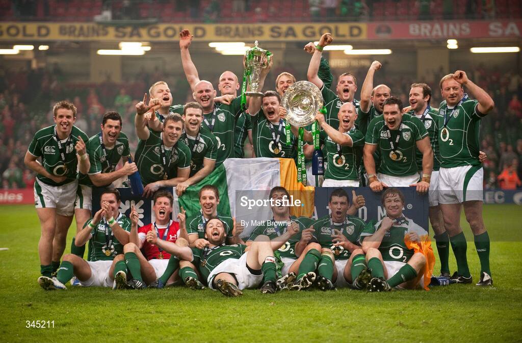 21 March 2009; The Ireland team celebrate with the Triple Crown and the RBS Six Nations Championship Trophies. RBS Six Nations Championship, Wales v Ireland, Millennium Stadium, Cardiff, Wales. Picture credit: Matt Browne / SPORTSFILE
