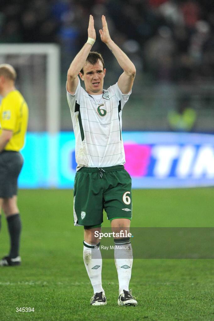 1 April 2009; Glenn Whelan, Republic of Ireland, after the game. 2010 FIFA World Cup Qualifier, Italy v Republic of Ireland, San Nicola Stadium, Bari, Italy. Picture credit: Ray McManus / SPORTSFILE