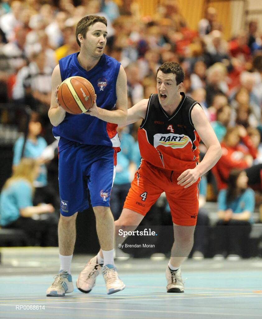 28 March 2009; Shane Coughlan, UCC Demons, in action against John Behan, DART Killester. Nivea For Men’s Superleague Final, DART Killester v UCC Demons, Aura Complex, Letterkenny, Co. Donegal. Picture credit: Brendan Moran / SPORTSFILE