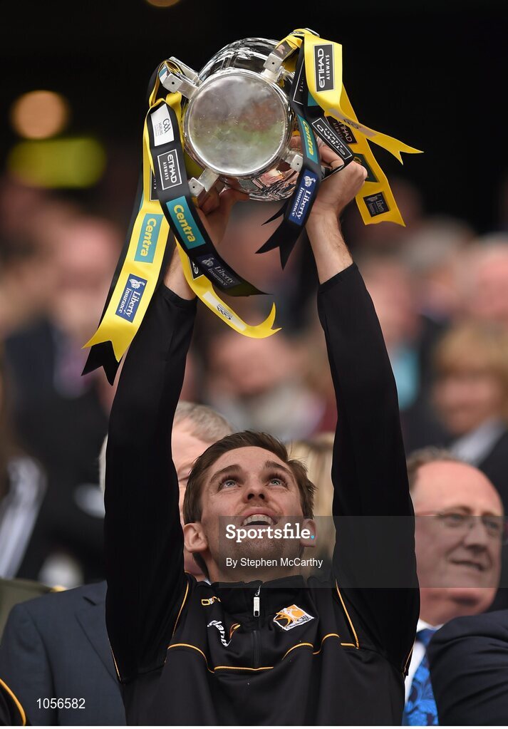 6 September 2015; Mark Kelly, Kilkenny, lifts the Liam MacCarthy Cup. GAA Hurling All-Ireland Senior Championship Final, Kilkenny v Galway. Croke Park, Dublin. Picture credit: Stephen McCarthy / SPORTSFILE