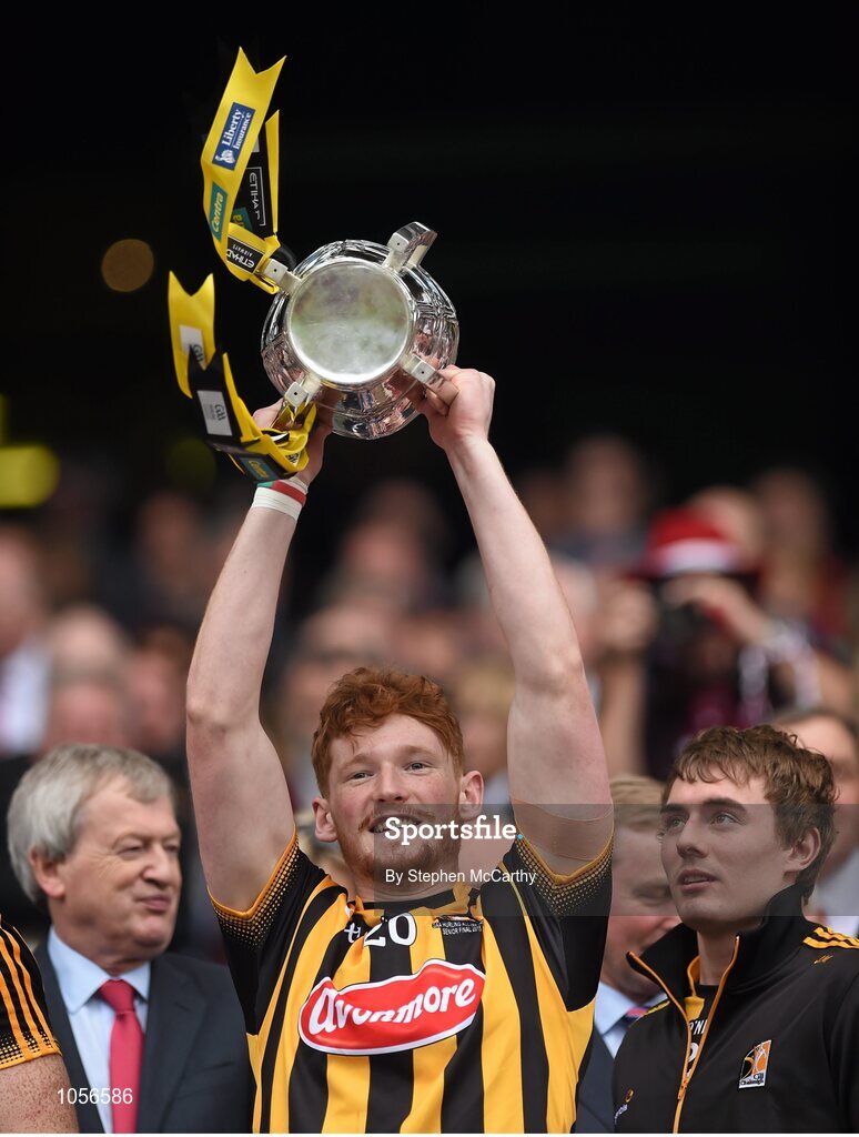 6 September 2015; Diarmuid Cody, Kilkenny, lifts the Liam MacCarthy Cup. GAA Hurling All-Ireland Senior Championship Final, Kilkenny v Galway. Croke Park, Dublin. Picture credit: Stephen McCarthy / SPORTSFILE