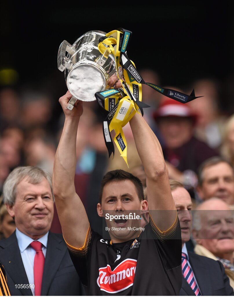 6 September 2015; Richie Reid, Kilkenny, lifts the Liam MacCarthy Cup. GAA Hurling All-Ireland Senior Championship Final, Kilkenny v Galway. Croke Park, Dublin. Picture credit: Stephen McCarthy / SPORTSFILE