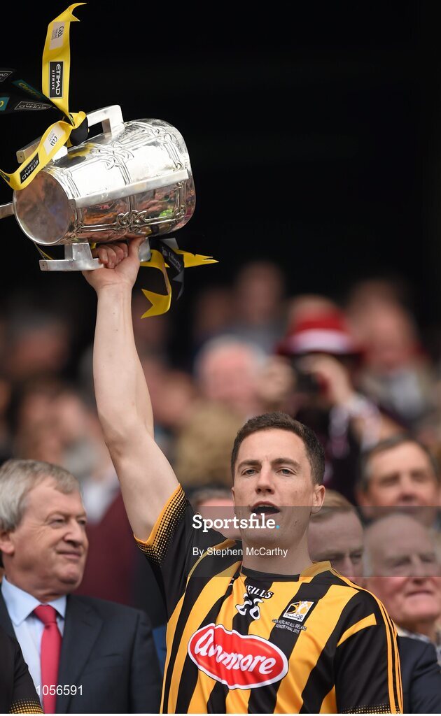 6 September 2015; Matthew Ruth, Kilkenny, lifts the Liam MacCarthy Cup. GAA Hurling All-Ireland Senior Championship Final, Kilkenny v Galway. Croke Park, Dublin. Picture credit: Stephen McCarthy / SPORTSFILE