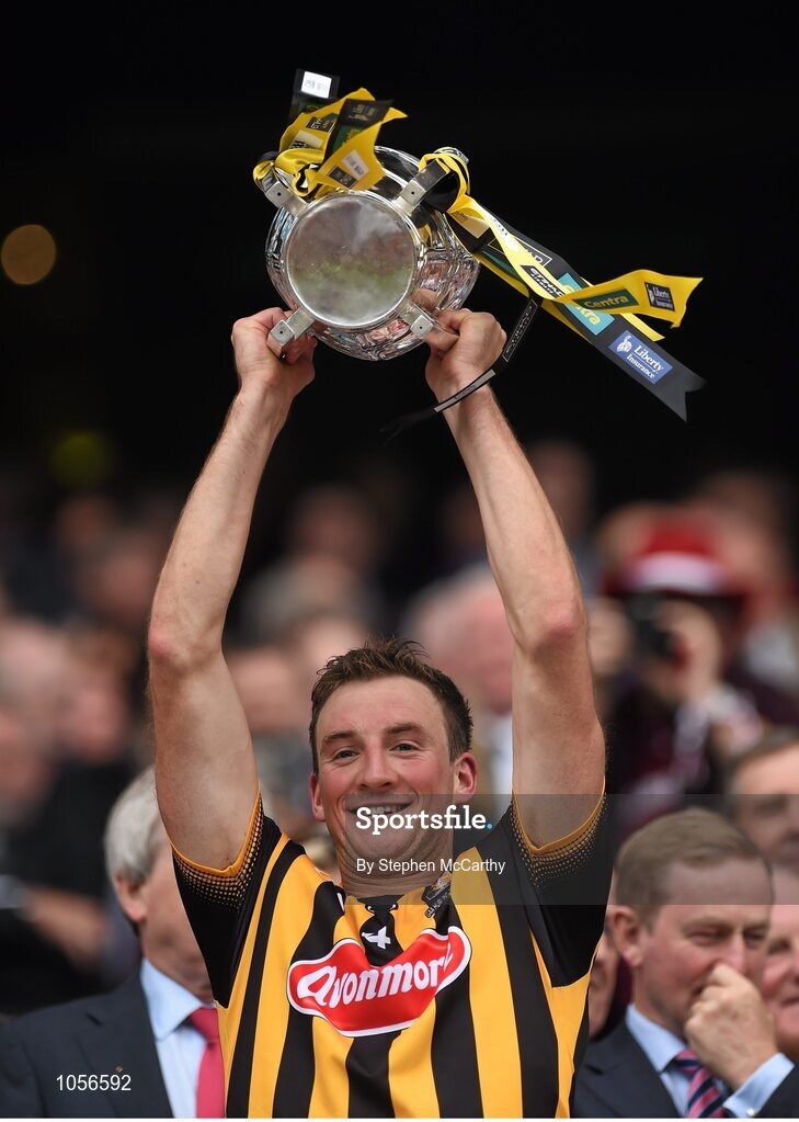 6 September 2015; Shane Prendergast, Kilkenny, lifts the Liam MacCarthy Cup. GAA Hurling All-Ireland Senior Championship Final, Kilkenny v Galway. Croke Park, Dublin. Picture credit: Stephen McCarthy / SPORTSFILE