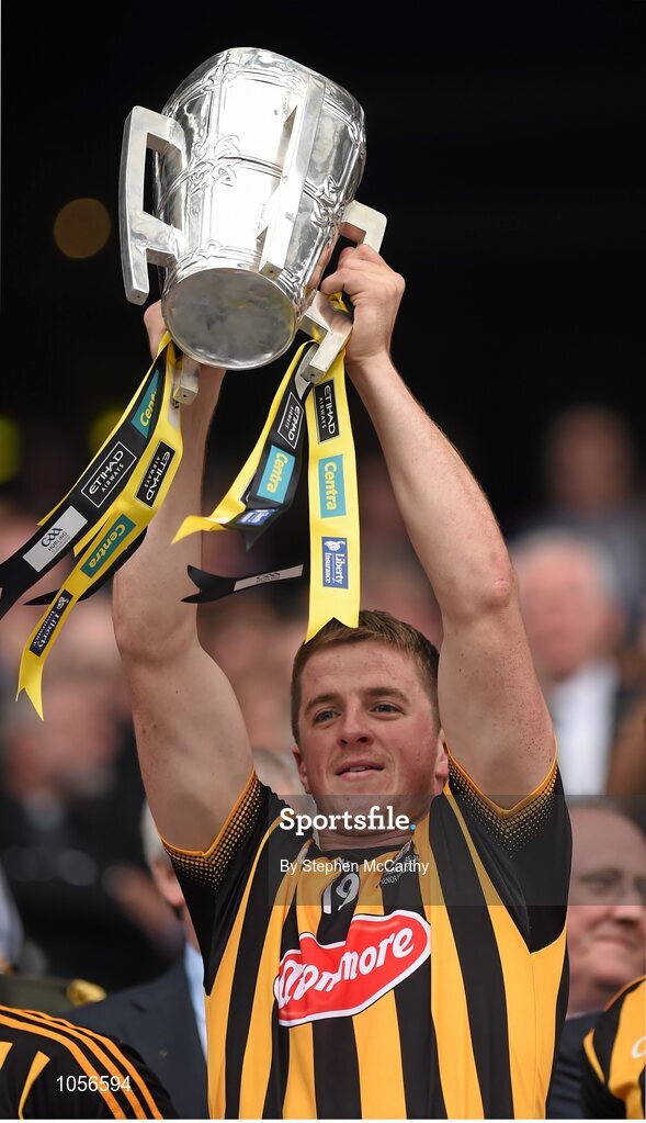 6 September 2015; Michael Walsh, Kilkenny, lifts the Liam MacCarthy Cup. GAA Hurling All-Ireland Senior Championship Final, Kilkenny v Galway. Croke Park, Dublin. Picture credit: Stephen McCarthy / SPORTSFILE