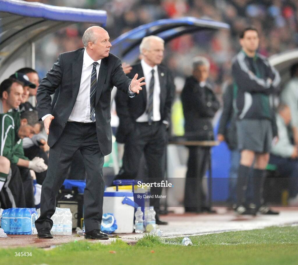 1 April 2009; Liam Brady, Republic of Ireland assistant manager during the game. 2010 FIFA World Cup Qualifier, Italy v Republic of Ireland, San Nicola Stadium, Bari, Italy. Picture credit: David Maher / SPORTSFILE