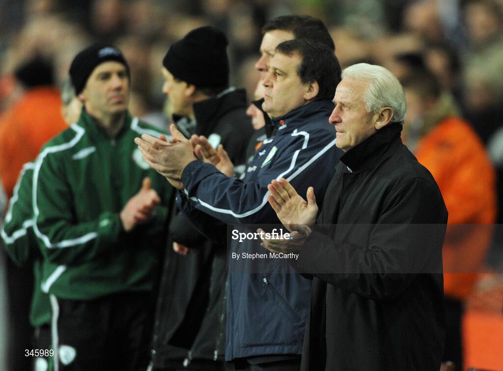 11 February 2009; Republic of Ireland manager Giovanni Trapattoni and assistant Marco Tardelli ahead of the game. 2010 FIFA World Cup Qualifier, Republic of Ireland v Georgia. Croke Park, Dublin. Picture credit: Stephen McCarthy / SPORTSFILE